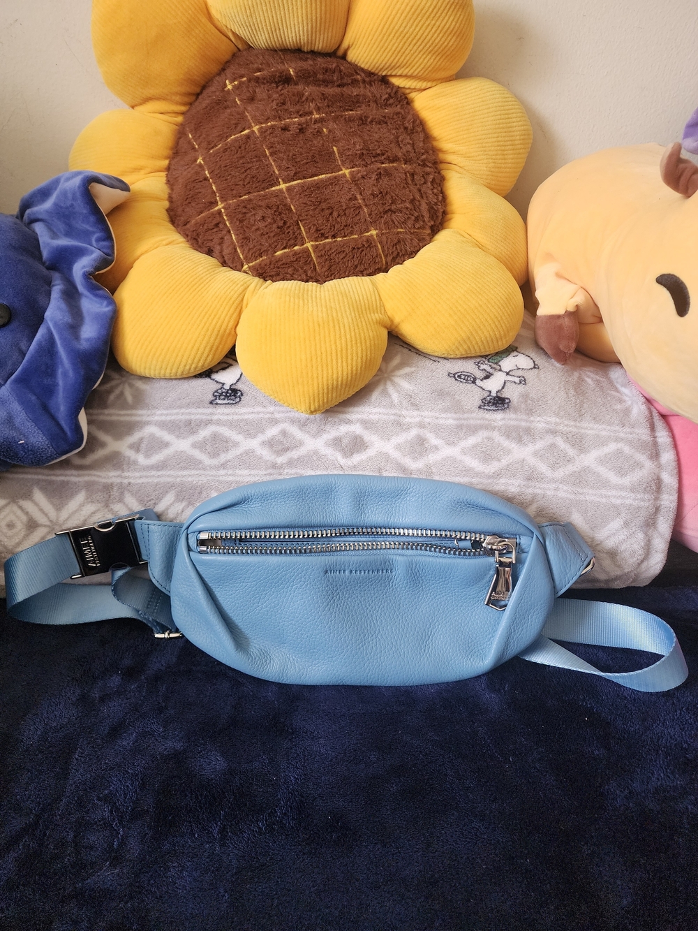 Aimee Kestenberg Milan Leather Bum Bag Ice Breaker Blue Crossbody Belt Bag